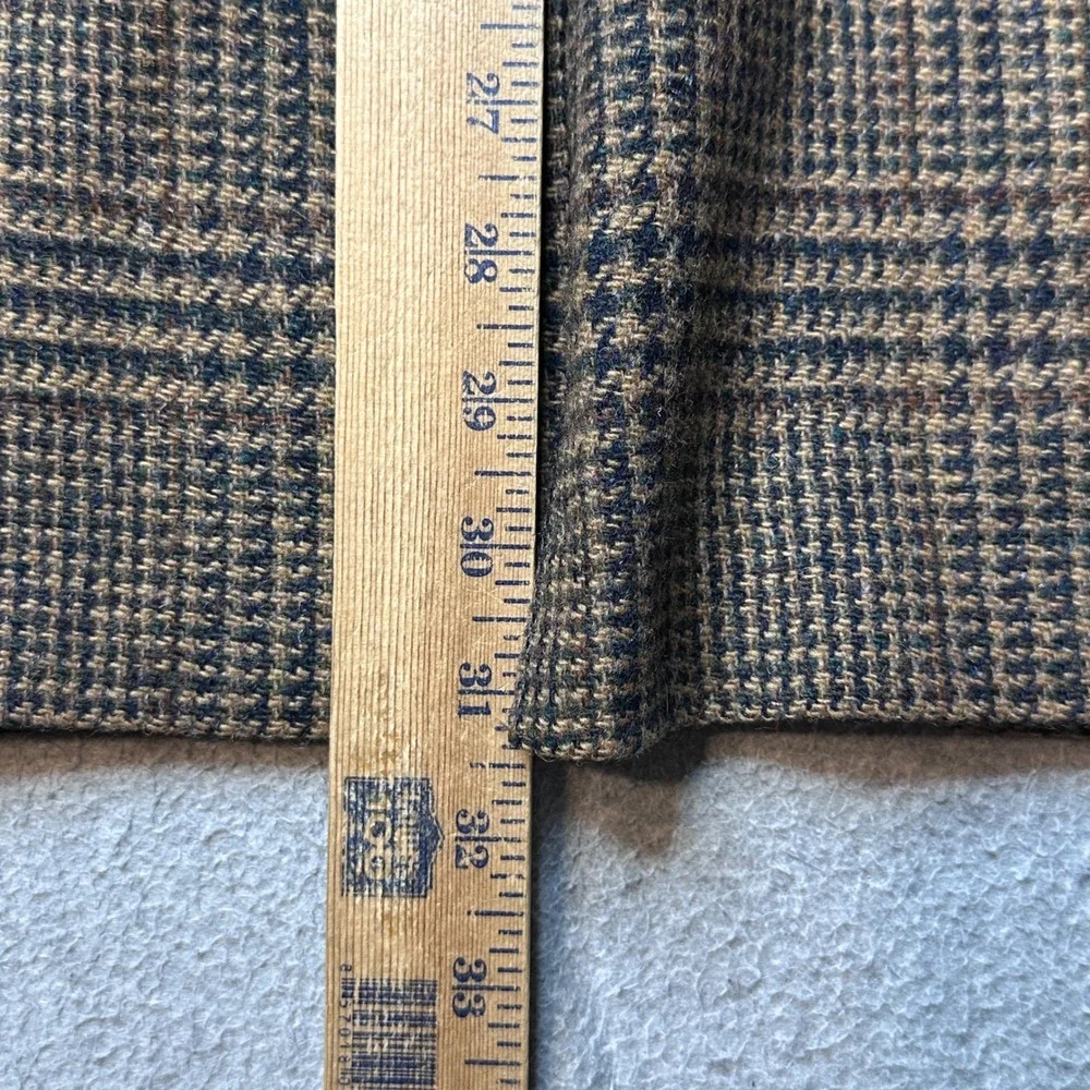 Vintage Hart Schaffner Marx Blazer Mens 42 Brown Glen Plaid Pure Virgin Wool 90s